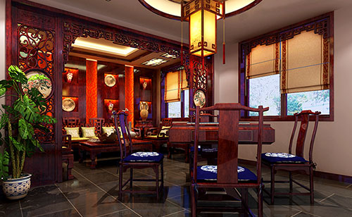 岳口镇古典中式风格茶楼包间设计装修效果图